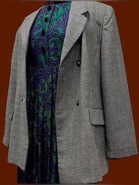 Vtg checked blazer oversized double breasted